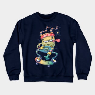 cheerful monster skateboard Crewneck Sweatshirt